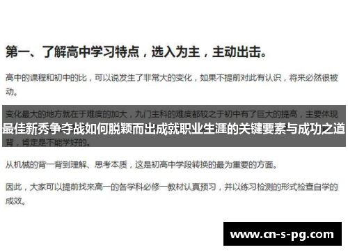 最佳新秀争夺战如何脱颖而出成就职业生涯的关键要素与成功之道